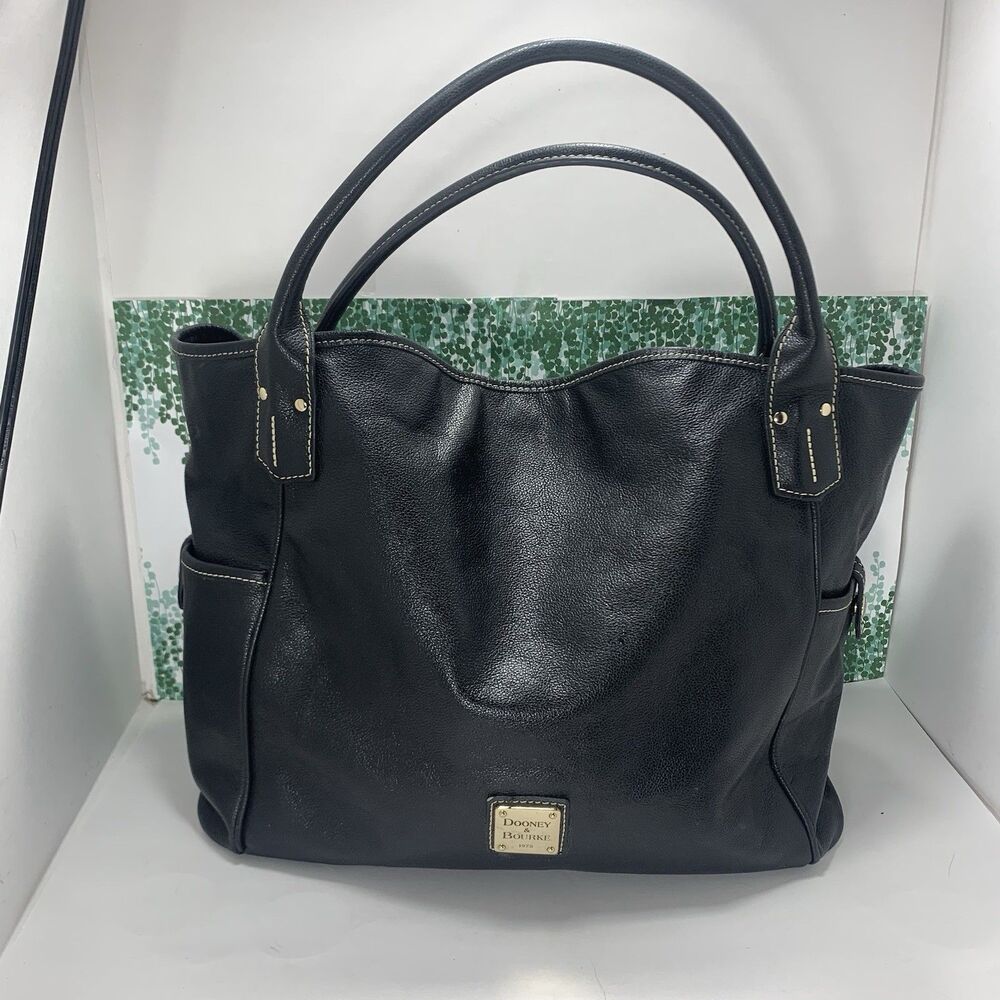 Dooney & Bourke Florentine Pebble Leather Black Luxe Tote Womens